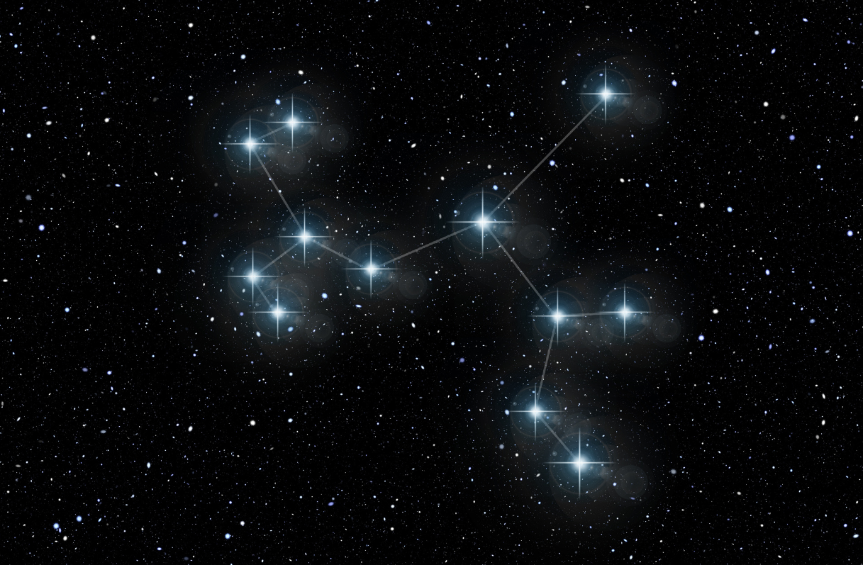 picture of a sky with a constellation highlighted