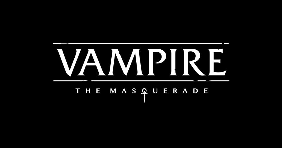 white text saying Vampire the Masquerade on a black background