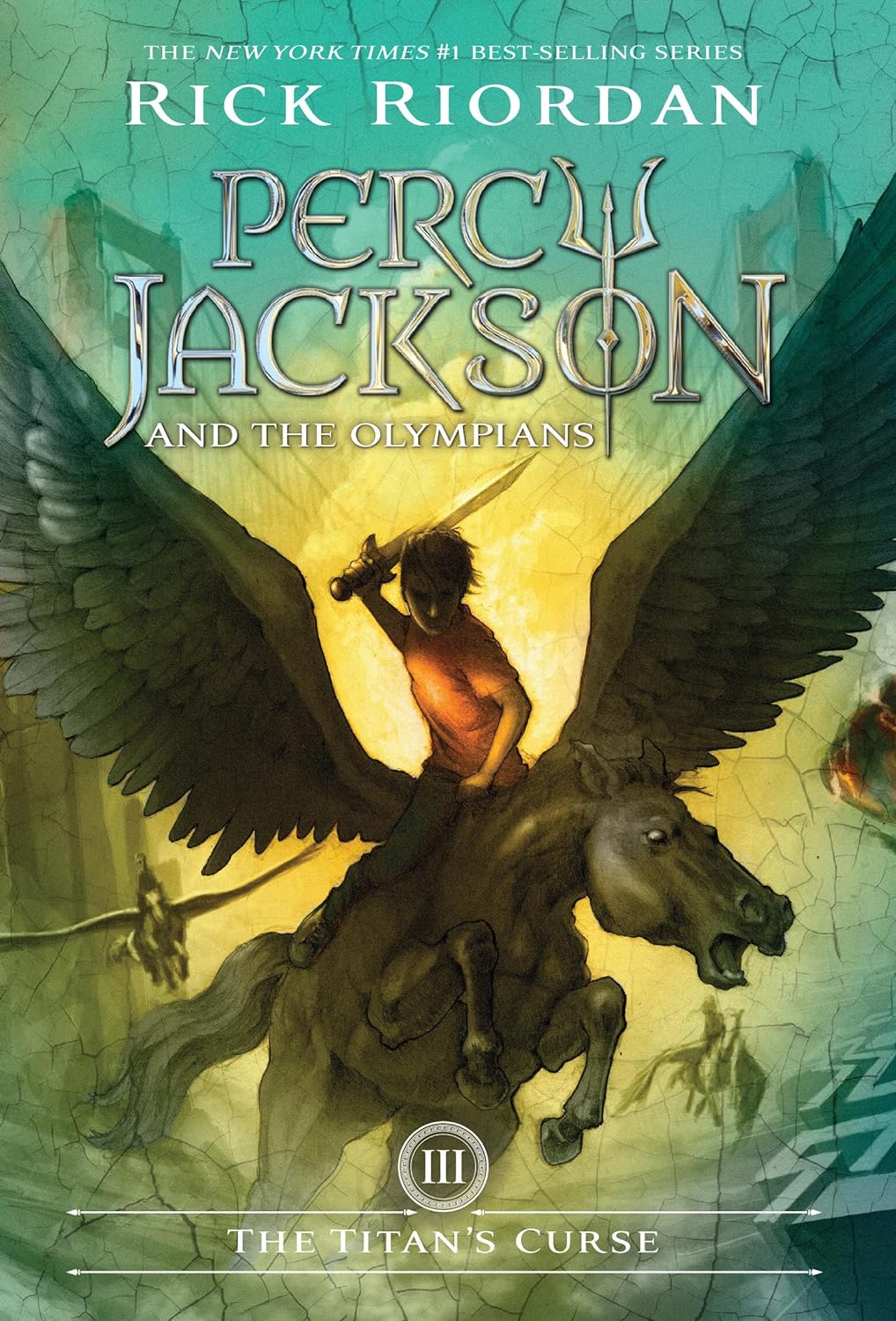 Percy Jackson riding a pegasus