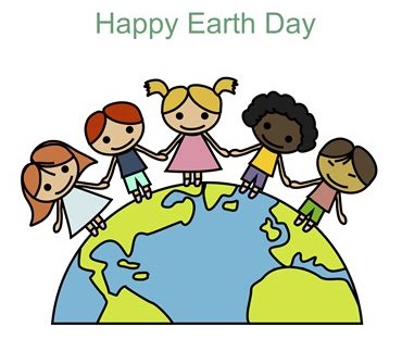 kids standing on earth for earth day