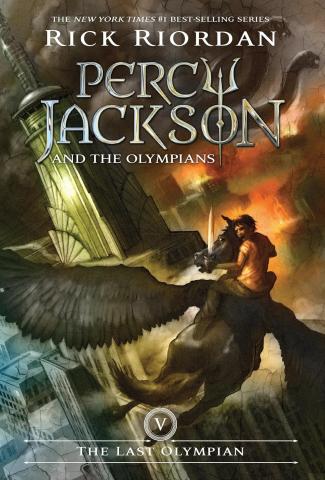 Main character, Percy Jackson, flying on Pegasus