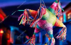 Colorful piñata hung up 