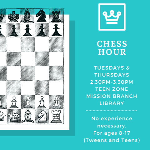 Chess hour flyer on blue background
