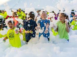 kids playing in foam