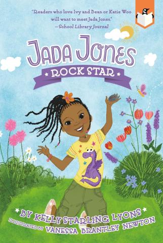 Title "Jada Jones: Rock Star" above a drawing of young girl with braids holding a rock.