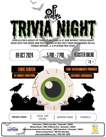 Flyer for Trivia Night with halloween decor