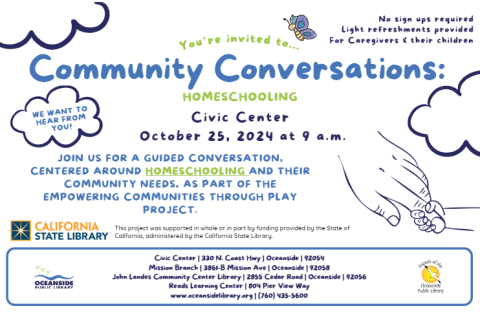 Community Conversations flyer about homeschooling