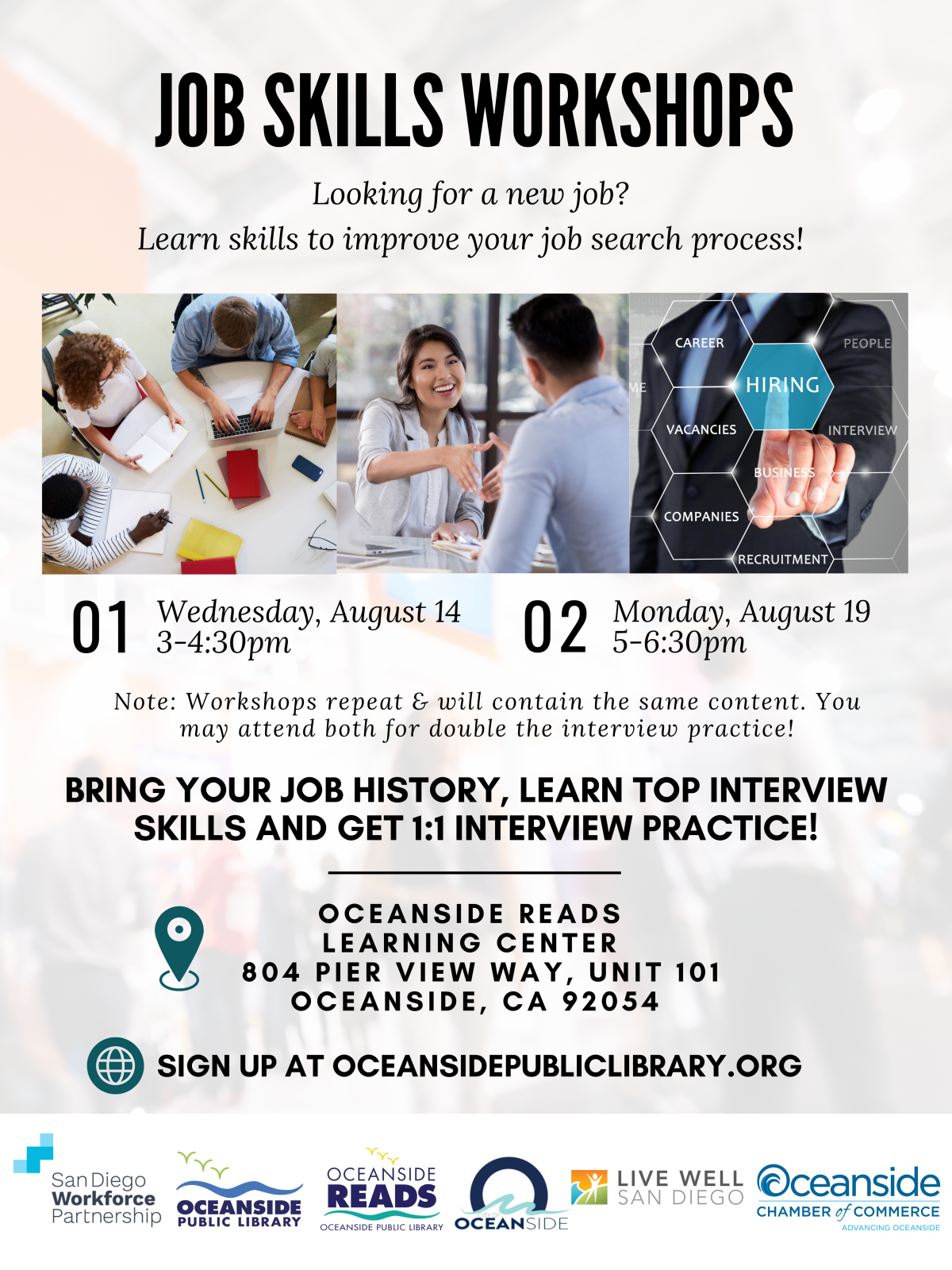 Job Skills Workshops flyer