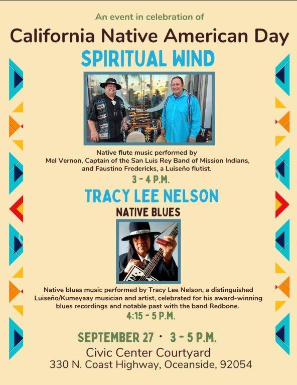 Native flute and blues music event on September 27 