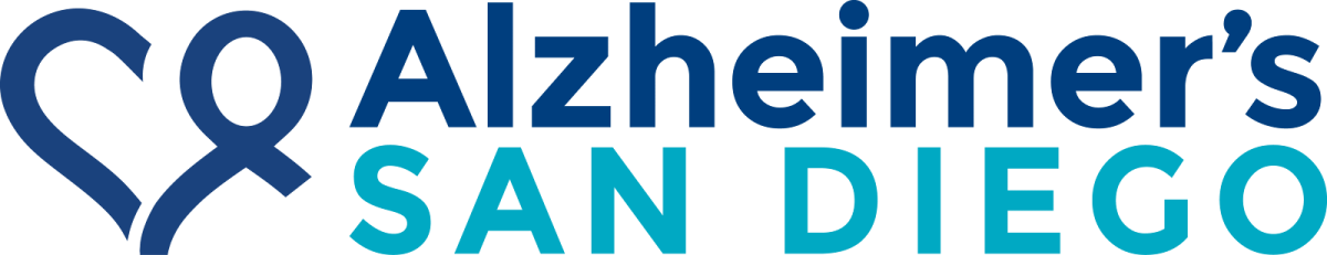 Blue heart with Alzheimer's San Diego in blue.